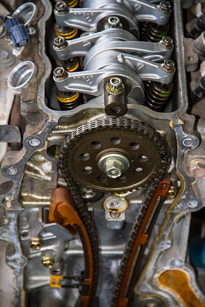 istock Camshaft close up, Four valve per cylinder system 186225767