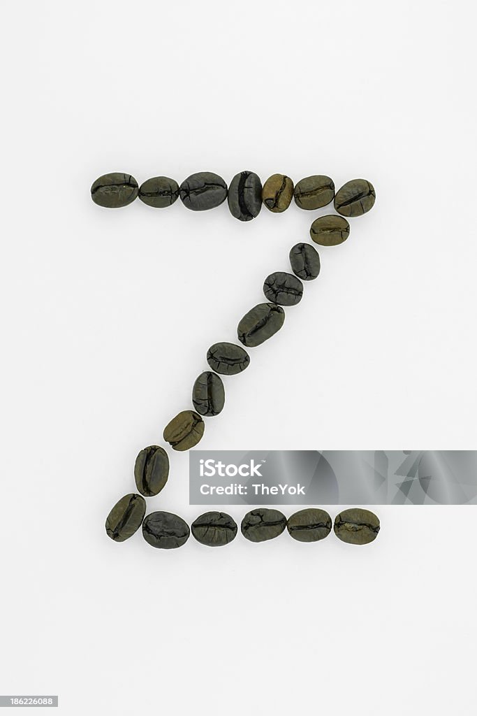 Letter Z, alphabet from coffee beans isolated on white background Abstract Stock Photo