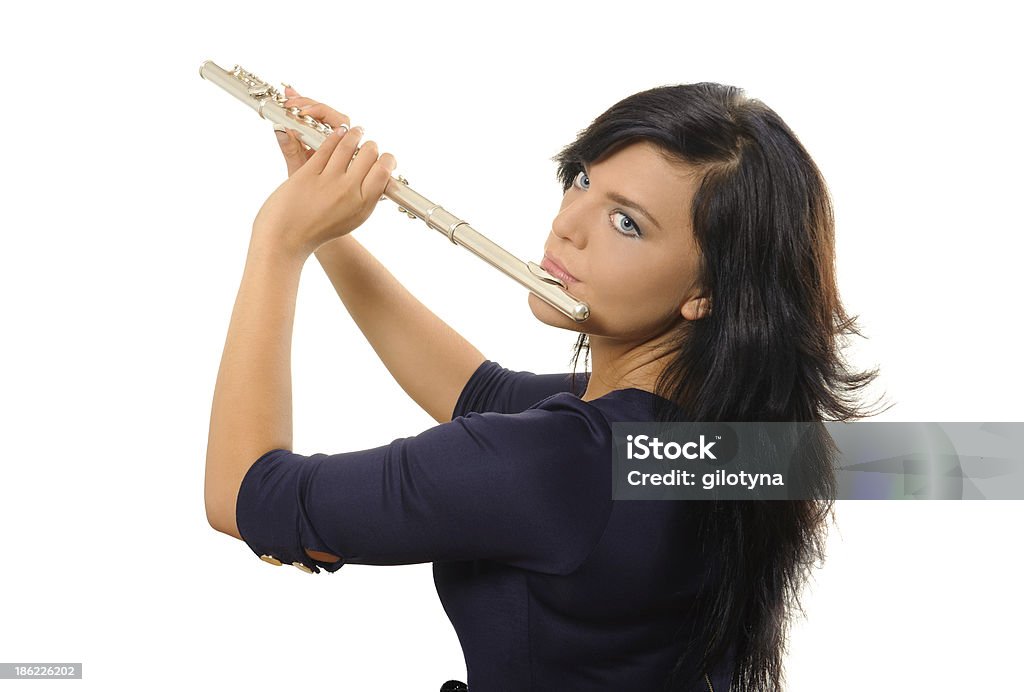 Flutist Aislado en blanco - Foto de stock de Actuación - Espectáculo libre de derechos