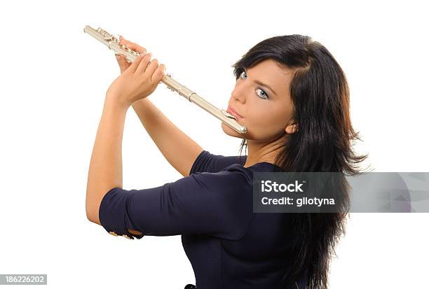 Flutist Aislado En Blanco Foto de stock y más banco de imágenes de Actuación - Espectáculo - Actuación - Espectáculo, Actuación - Representación, Adulto