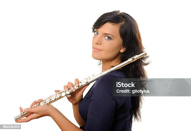 Flutist Aislado En Blanco Foto de stock y más banco de imágenes de Actuación - Espectáculo - Actuación - Espectáculo, Actuación - Representación, Adulto