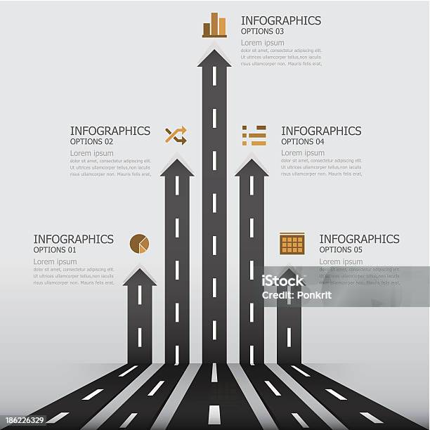 Vetores de Modelo De Design Com Elementos De Placa De Rua E e mais imagens de Estrada - Estrada, Infográfico, Sinal de Seta