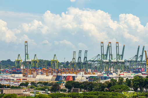 Singapore - June 10, 2023 : View Of Keppel Container Terminal In Singapore. Singapore Is Home To The World's Second-Largest Port And The Largest Transshipment Hub.
