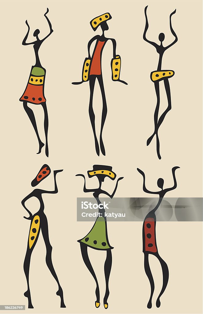 African silhouette set. Figures of african dancers . Vector  Illustration. Abstract stock vector