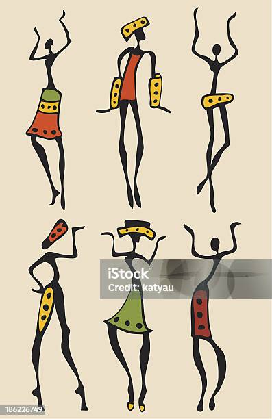 African Silhouette Set Stock Illustration - Download Image Now - Abstract, Adult, Art