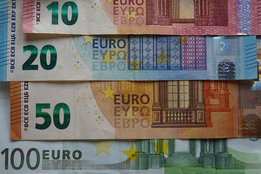 Euro money finance banknotes