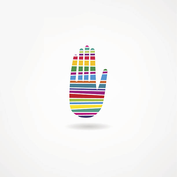 Rainbow Hand Icon vector art illustration