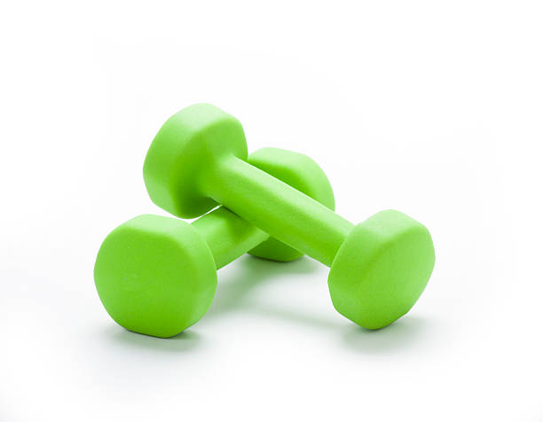 istock small green dumbbells,  isolated in white background 186227735