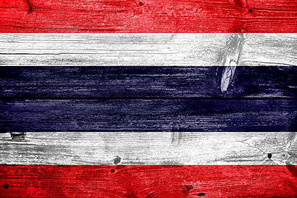 istock Thailand Flag painted on old wood plank background 186227836