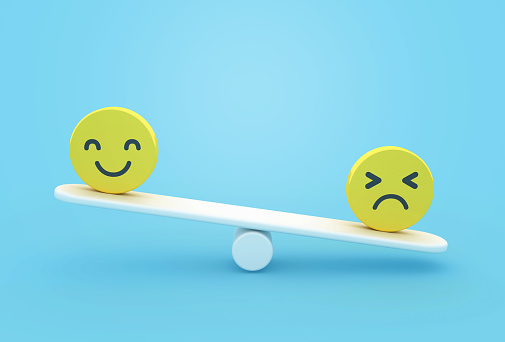 Seesaw Emoticons - Color Background - 3D Rendering