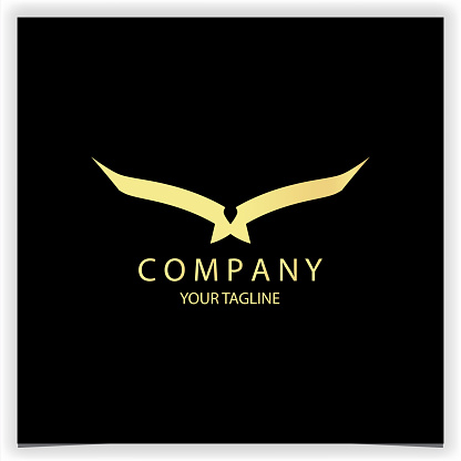 Luxury gold Wingspan Bird, Dove Pigeon Eagle Falcon Osprey Hawk Phoenix Wings Initial Letter V for Victory Gold Luxury Premium Brand Logo Design