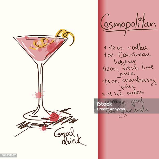 Illustration With Cosmopolitan Cocktail Stock Illustration - Download Image Now - Cocktail, Cosmopolitan Cocktail, Pink Color