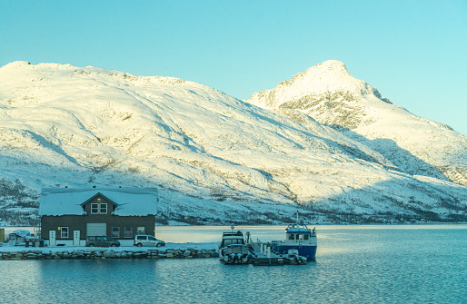 View of a beautiful landscape and near Tromso city at Norway.