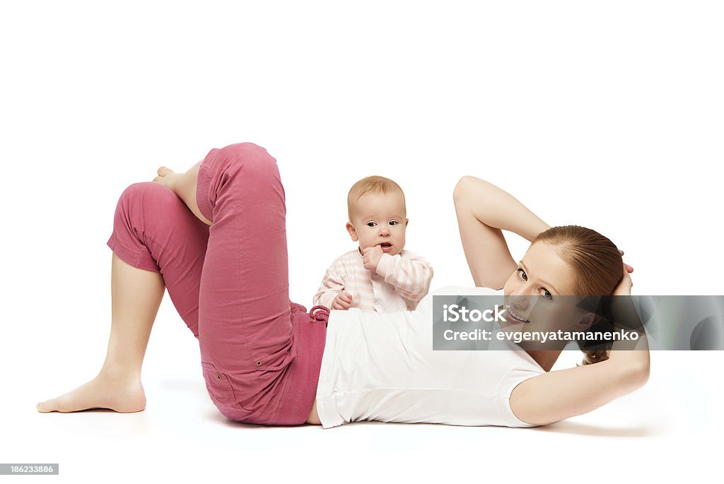 Mãe e bebê ginástica, exercícios de ioga - Foto de stock de Adulto royalty-free