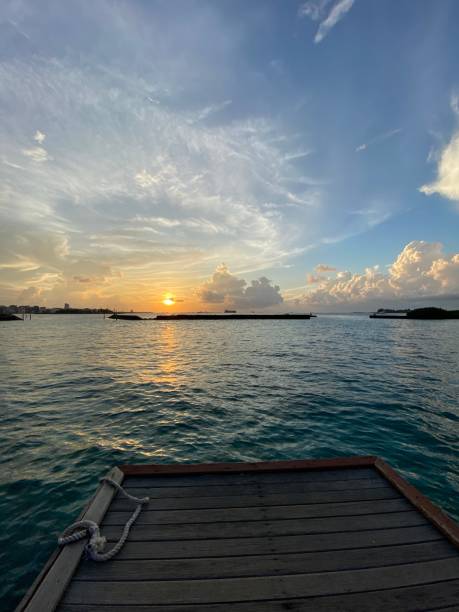 istock Beautiful tropical sunset seen from a pier in Maldives 1862352443