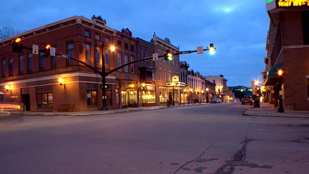 istock small town cityscape at night 186235579
