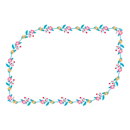 Frame With One Rounded Diagonal Round Diagonal Corner Rectangle Frame Flower Frame Wreath Floral Leaf ...