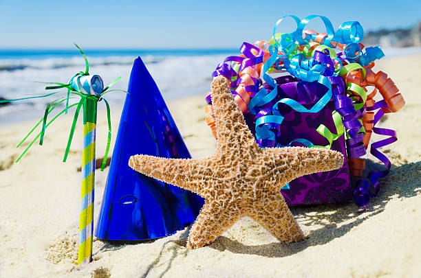 istock Birthday decorations on the beach 186239819