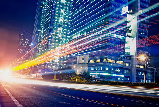 istock Street at night with lens flare effect 186240330