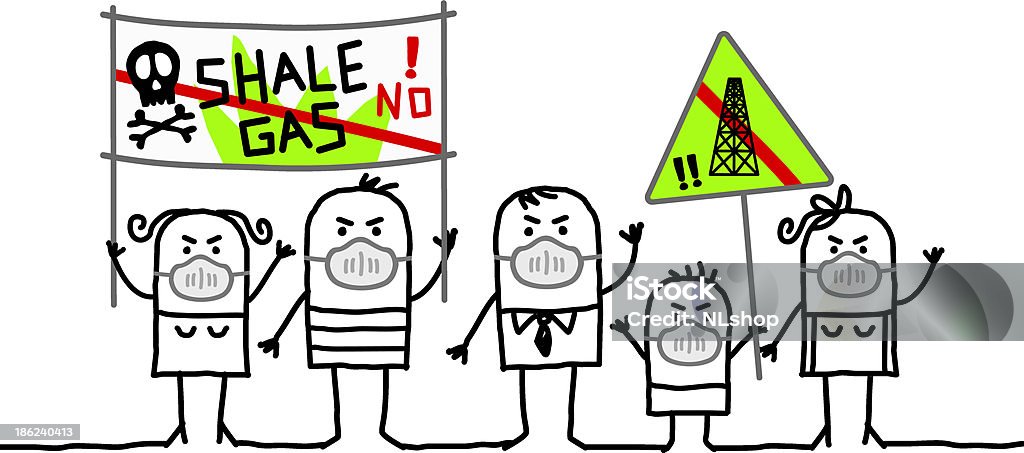 people against shale gas vector hand drawn cartoon characters - people against shale gas Shale Gas stock vector