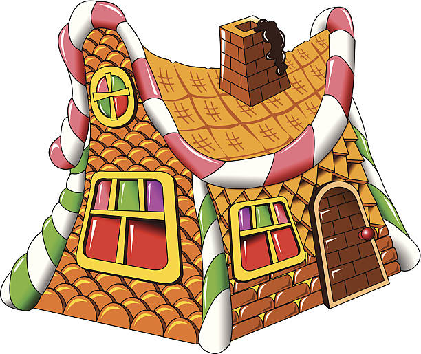 ilustrações, clipart, desenhos animados e ícones de casa de gingerbread - fairy tale house witch candy