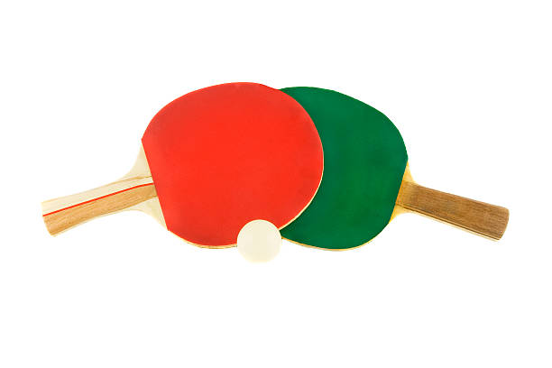 istock Two table tennis racket and ball isolated on white background 186243518