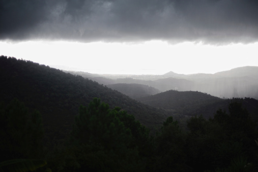 a dramatic sky in the valley