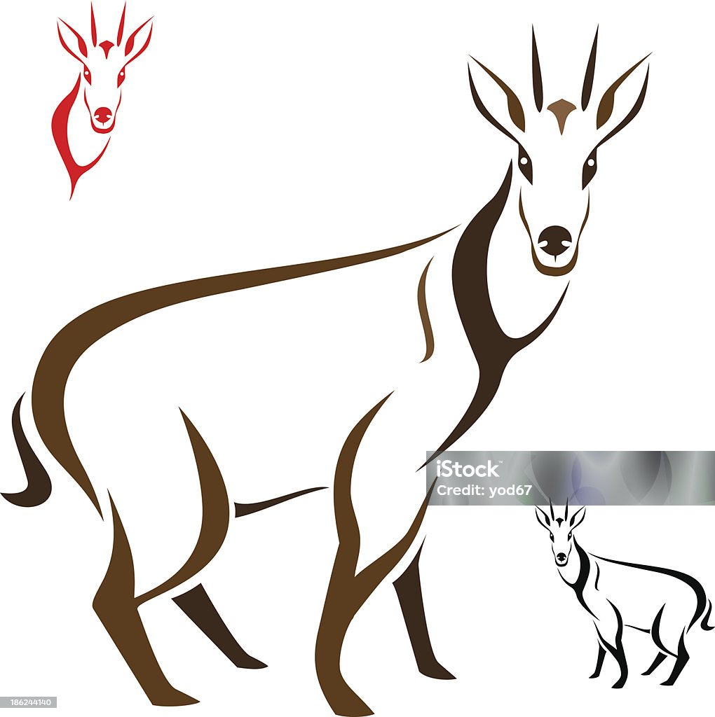 Goral Silhouette goral on  white background, vector Brown stock vector