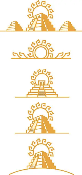 Vector illustration of Aztec Temples