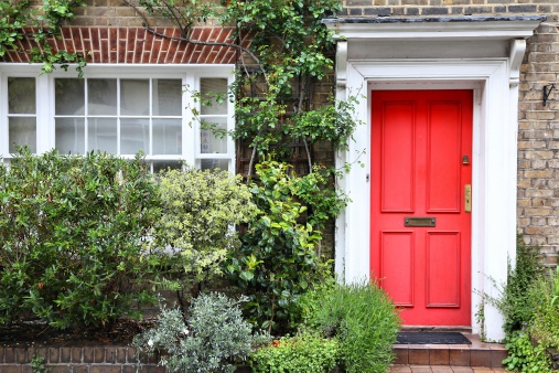 London, United Kingdom - typical Victorian architecture door.