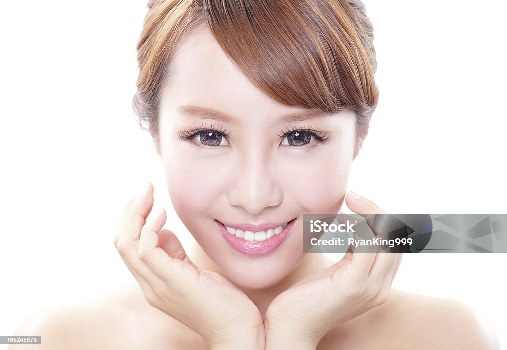 Saúde de mulher sorriso cara e dentes - Royalty-free Adulto Foto de stock