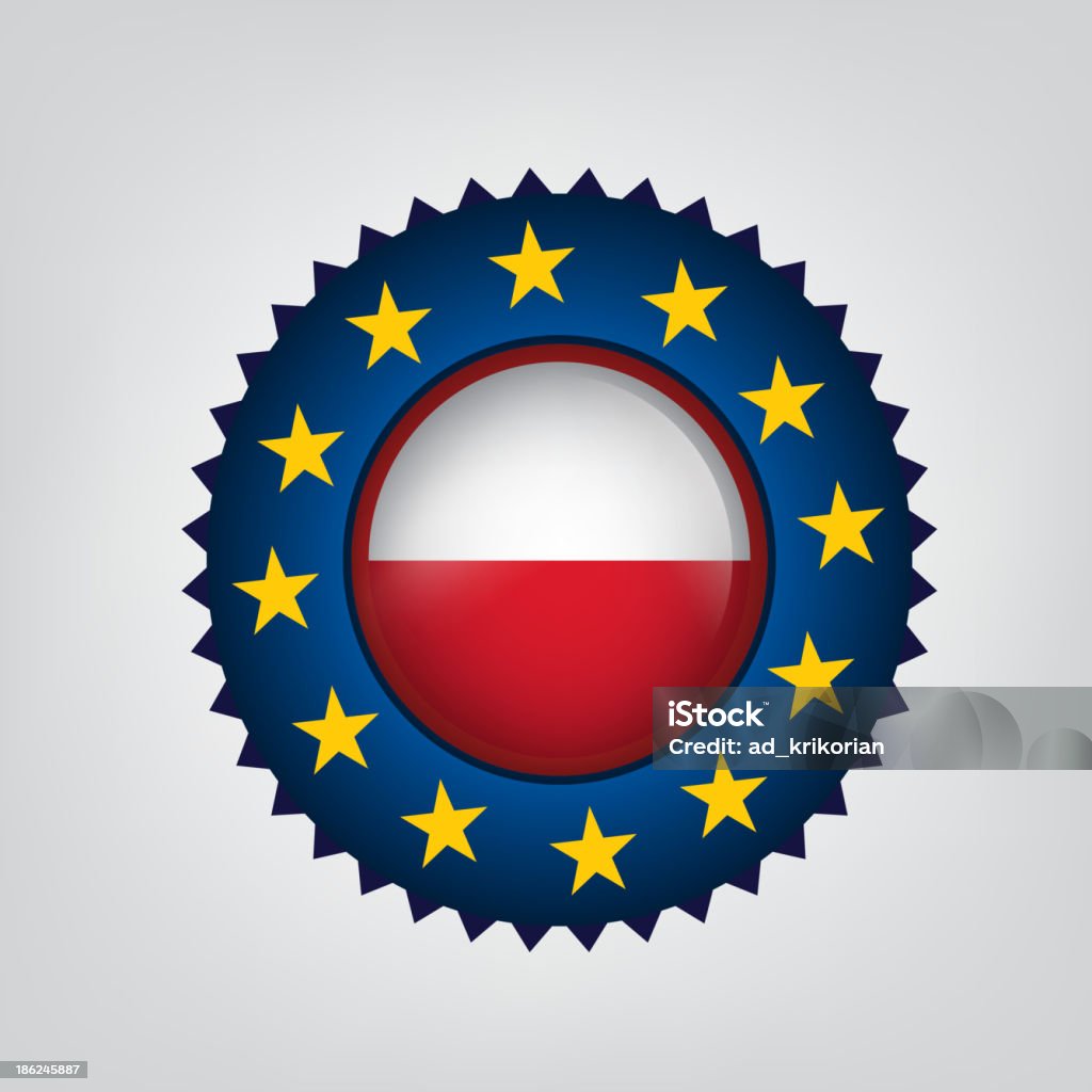 Feito na Polónia, selo da UE, bandeira, (Vector) - Vetor de Bandeira royalty-free