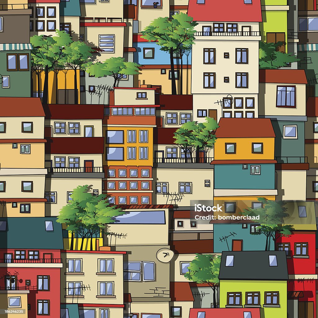 Slackline de la Favela motif sans couture. - clipart vectoriel de Bidonville libre de droits