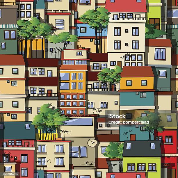 Slackline De La Favela Motif Sans Couture Vecteurs libres de droits et plus d'images vectorielles de Bidonville - Bidonville, Arbre, Architecture
