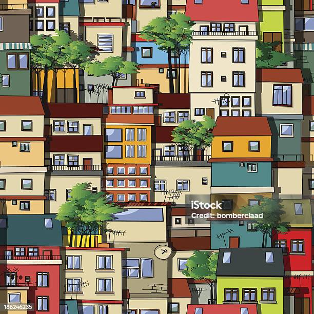 Favela Seamless Pattern - Immagini vettoriali stock e altre immagini di Bassifondi - Bassifondi, Albero, Ambientazione esterna