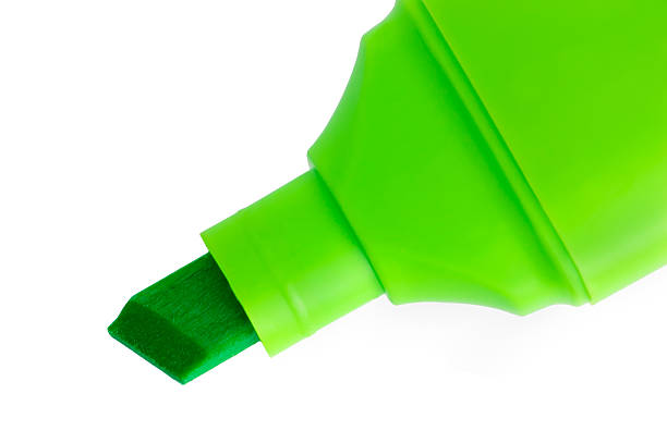 istock Green marker macro closeup, isolated highlighter studio shot 186246599