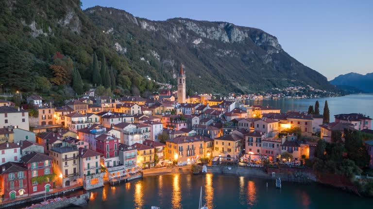 Varenna, Italy viewed from above Lake Como