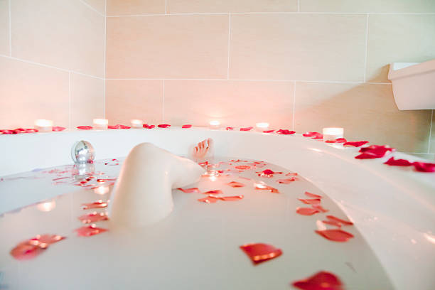 Young Woman Bathing at Health Spa