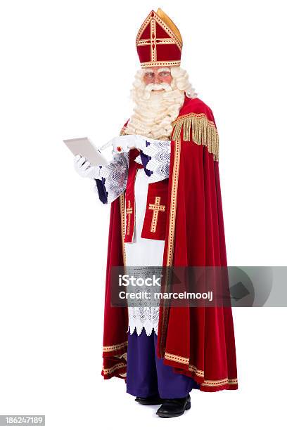 Sinterklaas With A Tablet Stock Photo - Download Image Now - Netherlands, Sinterklaas, Adult