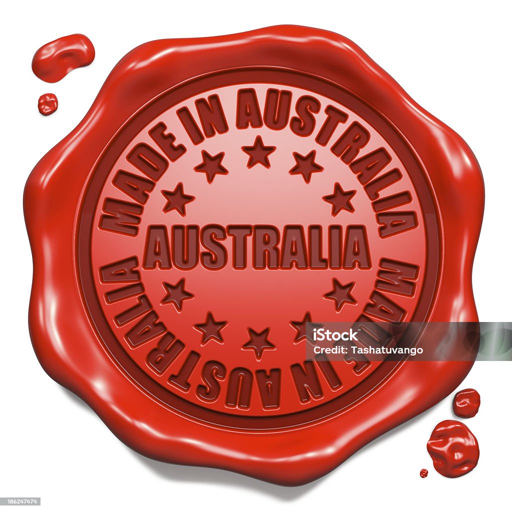 Hecho en sello de Australia-Red de cera sellar. - Foto de stock de Australia libre de derechos