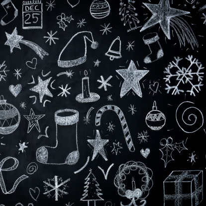 istock Christmas illustrations on blackboard 186247645