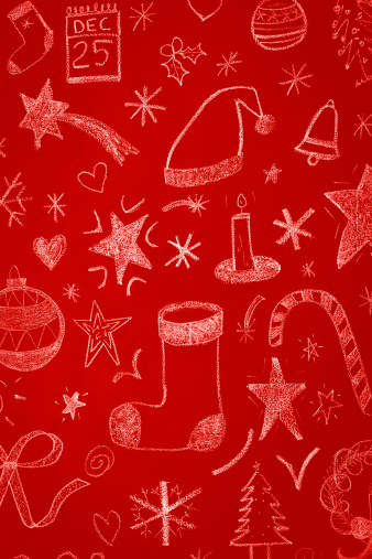 istock Christmas illustrations on red 186247698