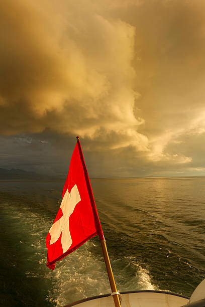 istock Swiss flag on boat. Lake Leman 186249395