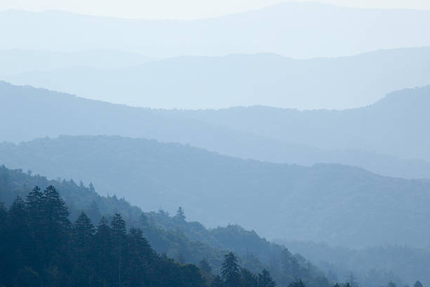 istock Mountains in a blue smokey haze 186249407