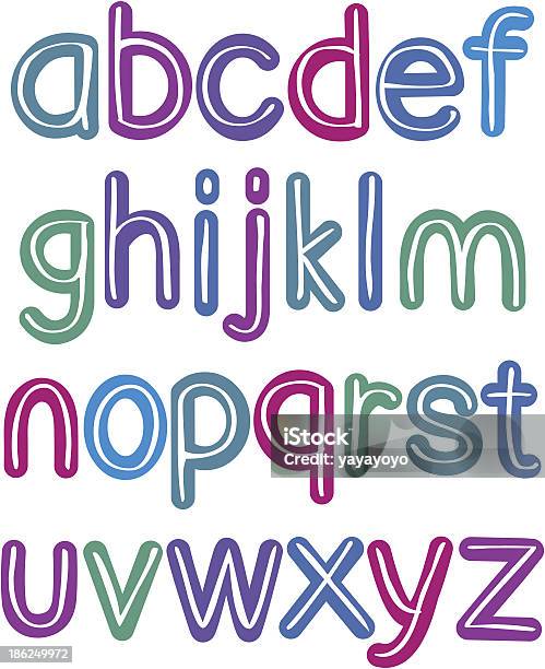 Colorido Escova Letras Minúsculas - Arte vetorial de stock e mais imagens de Alfabeto - Alfabeto, Arte, Arte e Artesanato - Arte visual