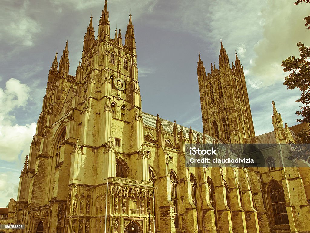 Retro looking Canterbury Cathedral Vintage look The Canterbury Cathedral in Kent England UK Abbey - Monastery Stock Photo