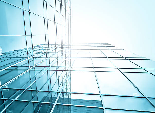 istock underside view to steel glass high-rise building 186253960