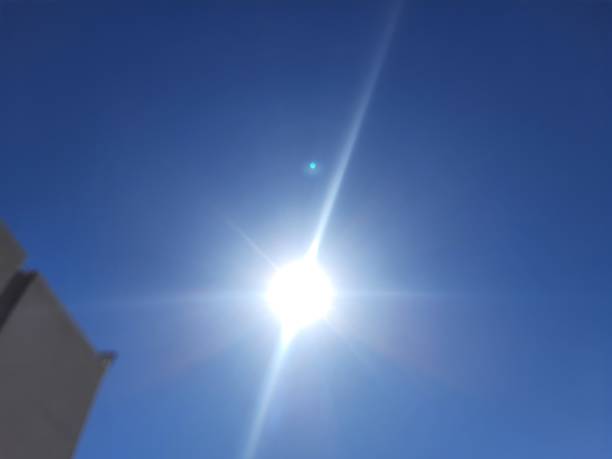 Sun in clear blue sky on sunny summer Day