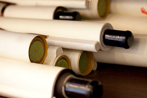 istock Several rolls of Chinese paper used for calligraphy 186255594