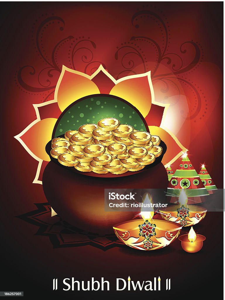 diwali fondo con dinero - arte vectorial de Alegre libre de derechos